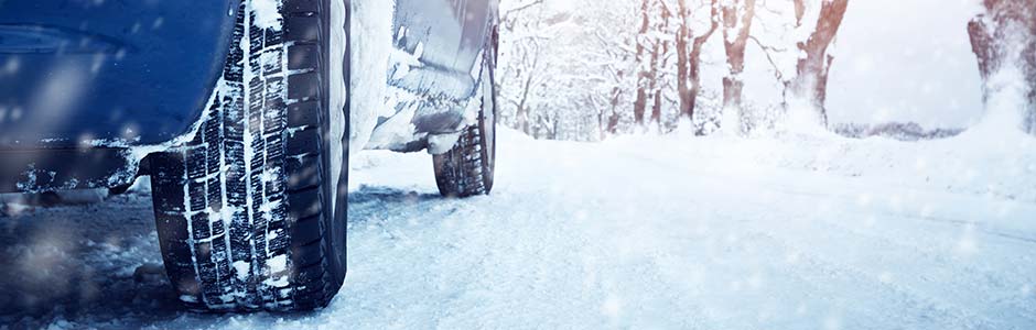 Car driving on winter roads